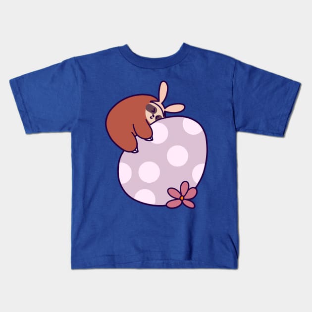 Sloth Hugging Giant Easter Egg Kids T-Shirt by saradaboru